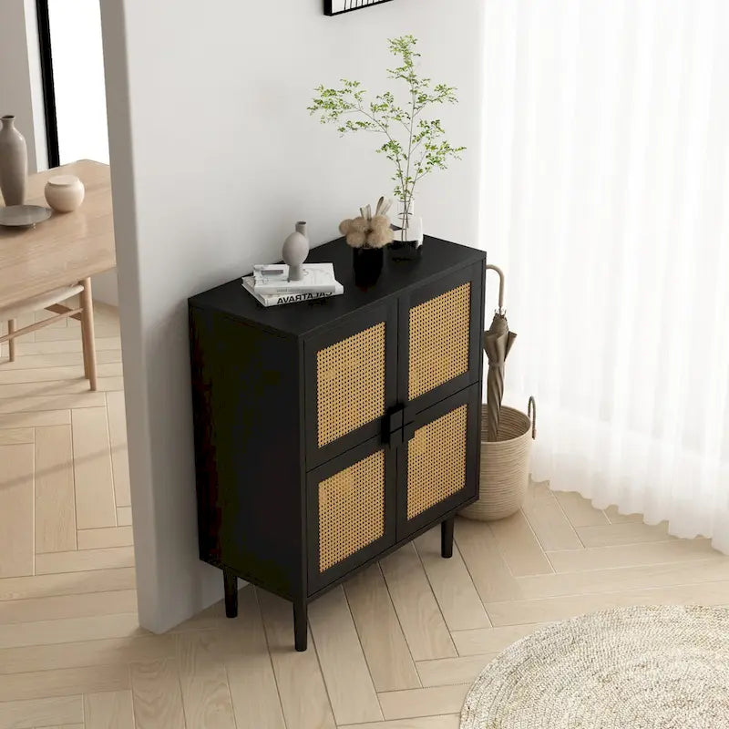 Meuble de rangement en rotin et cannage - S.O.