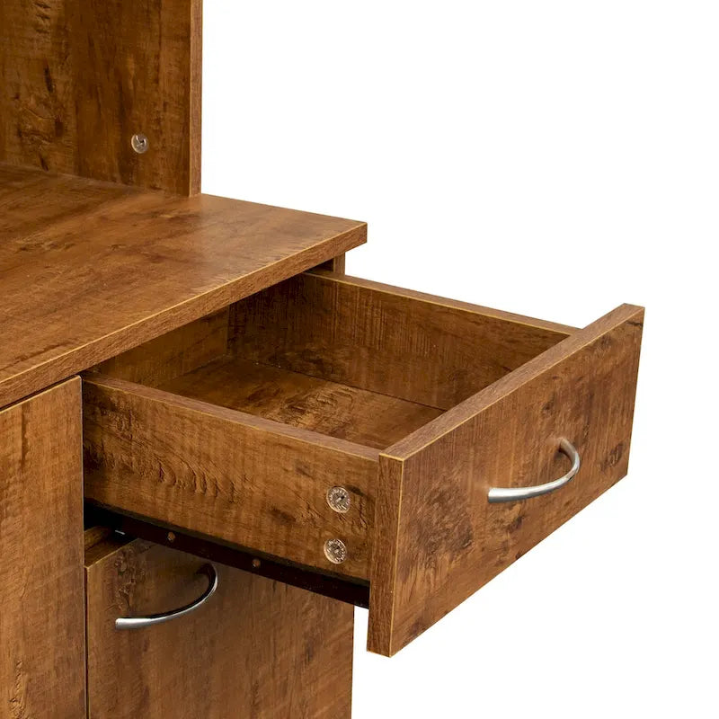 Armoire haute et meuble de cuisine de 179,90 cm, avec 6 portes, 1 étagère ouverte et 1 tiroir pour chambre à coucher