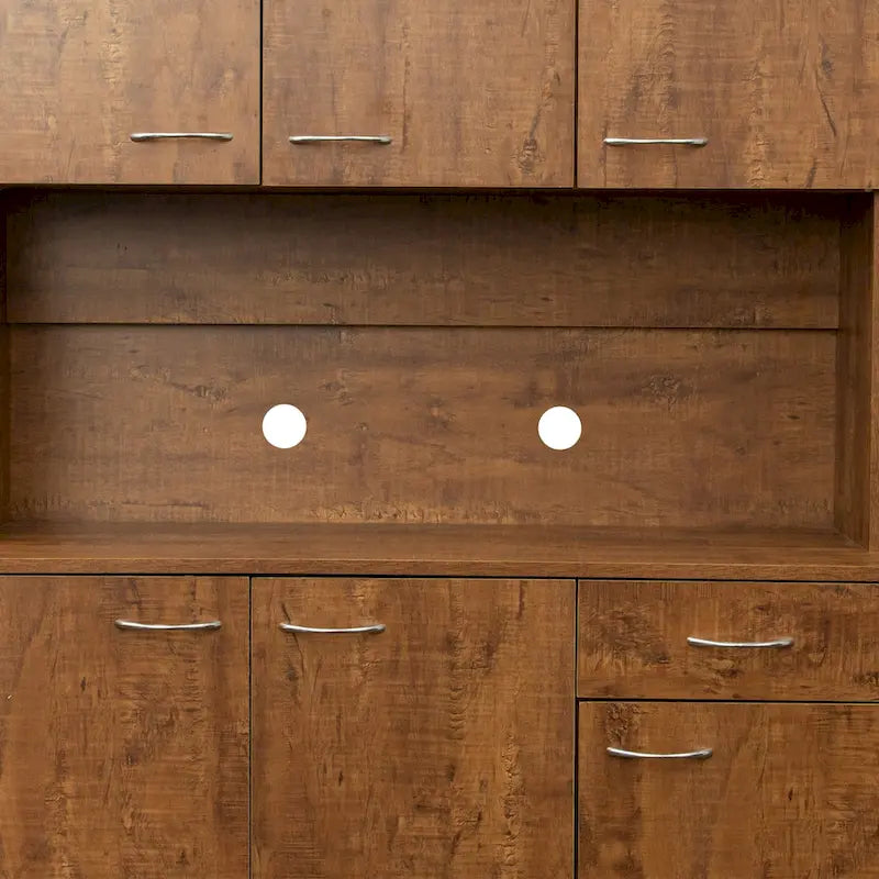 Armoire haute et meuble de cuisine de 179,90 cm, avec 6 portes, 1 étagère ouverte et 1 tiroir pour chambre à coucher