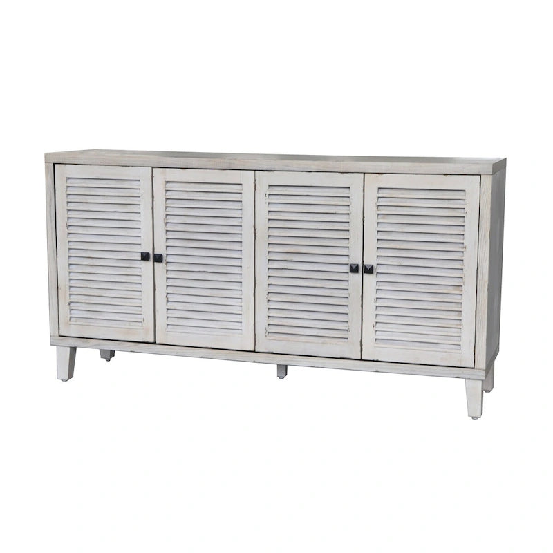 Meuble d'appoint 4 portes persiennes en bois Meuble de rangement Bahut Buffet - S/O