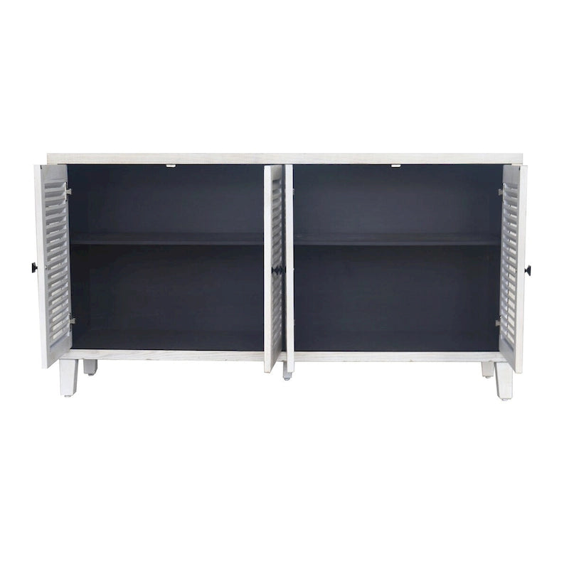 Meuble d'appoint 4 portes persiennes en bois Meuble de rangement Bahut Buffet - S/O