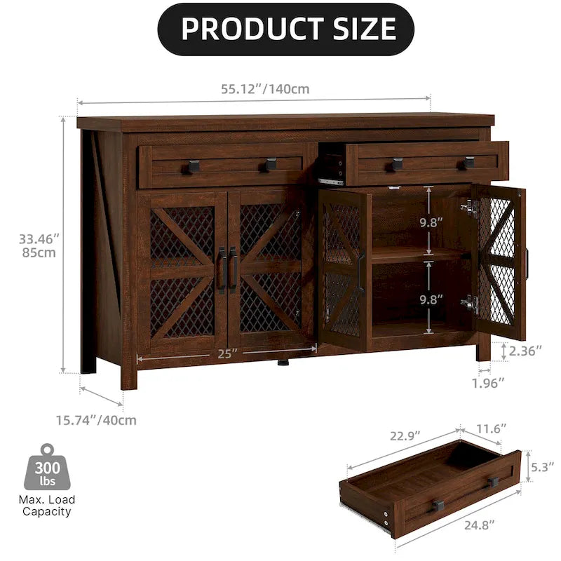 Moasis 55 Buffet de ferme avec rangement, meuble de bar à café