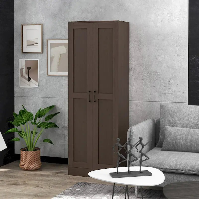 Armoire de rangement haute de 69 po avec étagères mobiles, garde-manger de style moderne avec portes à fermeture douce, café