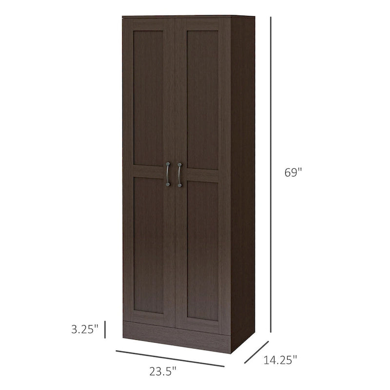 Armoire de rangement haute de 69 po avec étagères mobiles, garde-manger de style moderne avec portes à fermeture douce, café