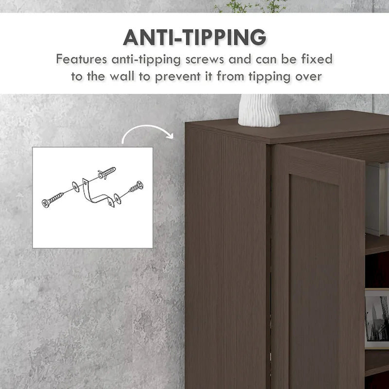 Armoire de rangement haute de 69 po avec étagères mobiles, garde-manger de style moderne avec portes à fermeture douce, café
