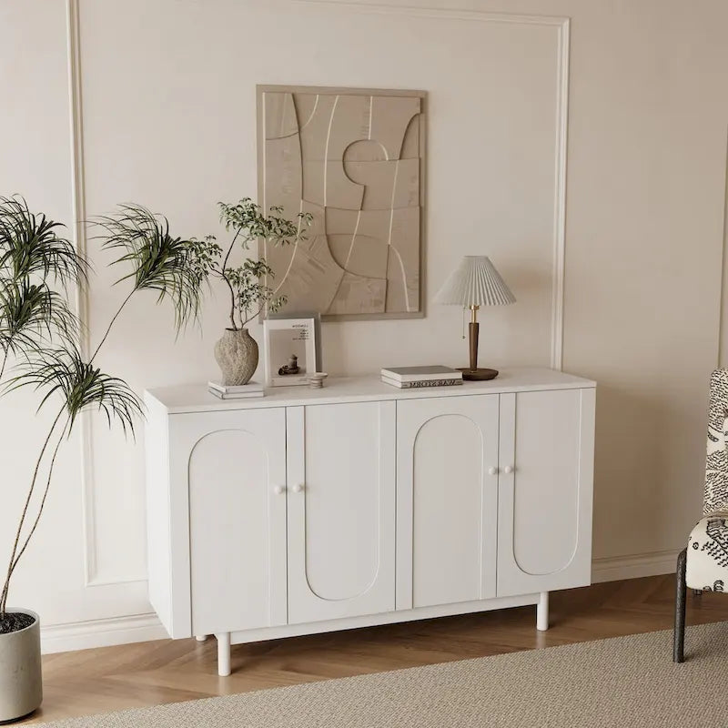Meuble de rangement 4 portes Intaglio avec pieds en pin