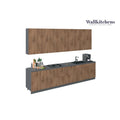 Collection Kitchen Elite Epicure - Teck Naturel et Base Noire - Taille 11 pieds de large - 138x24