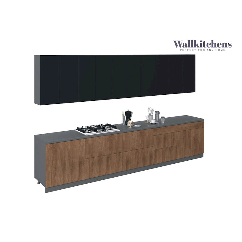 Collection Signature de cuisine Teck naturel et base de couleur noire Taille 13 pieds de large - 153x24