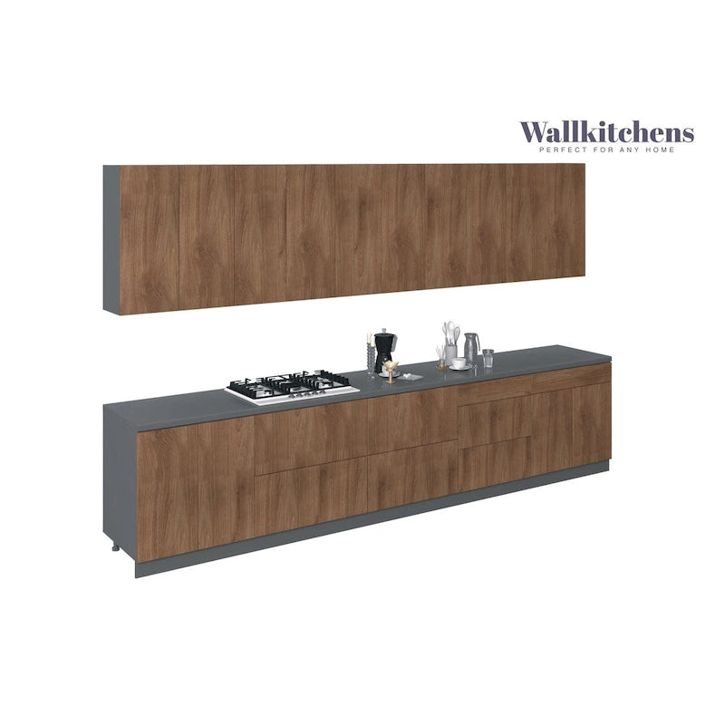Collection Signature de cuisine Teck naturel et base de couleur noire Taille 13 pieds de large - 153x24