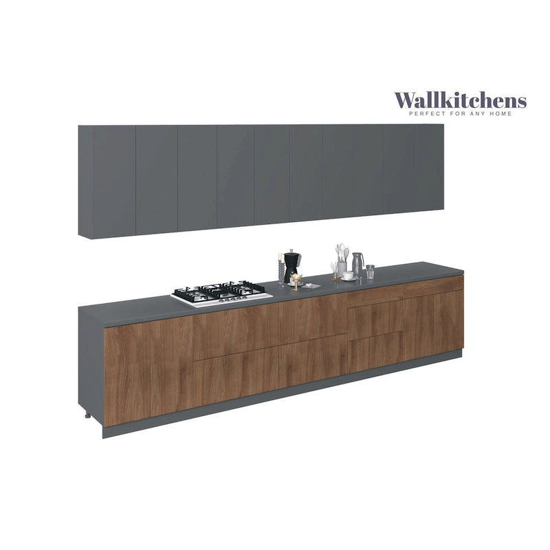Collection Signature de cuisine Teck naturel et base de couleur noire Taille 13 pieds de large - 153x24