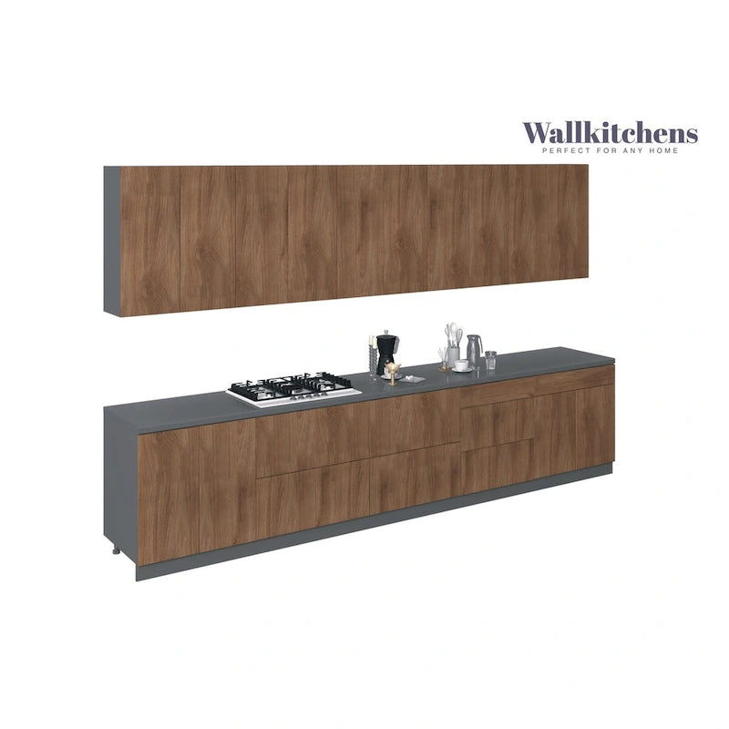 Collection Signature de cuisine Teck naturel et base de couleur noire Taille 13 pieds de large - 153x24