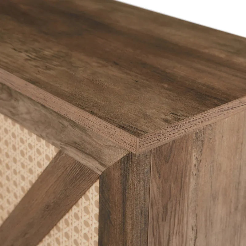 Meuble de rangement rustique en bois avec porte-bouteilles et porte-verres à vin