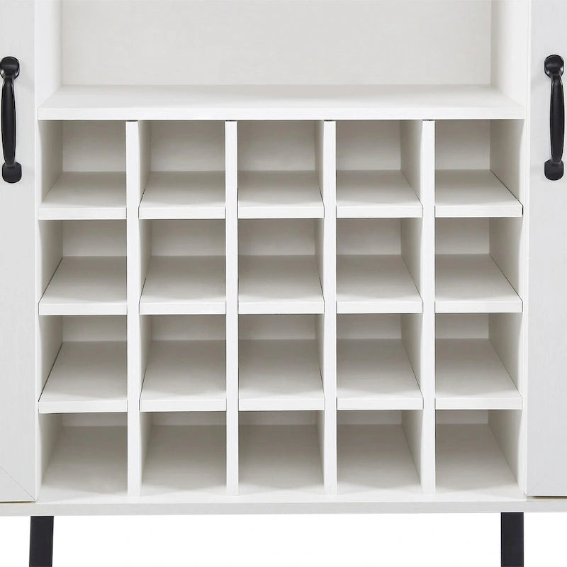 Meuble de rangement rustique en bois avec porte-bouteilles et porte-verres à vin