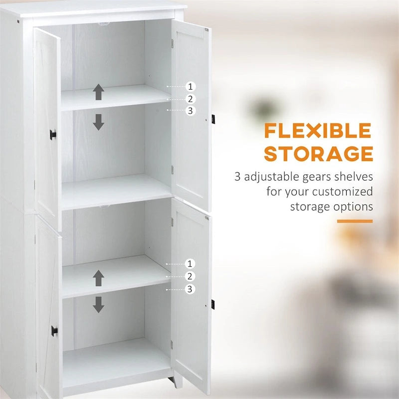 Meuble de Rangement de Cuisine Autoportant avec Portes et Étagères Réglables - S/O