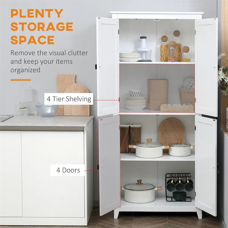 Meuble de Rangement de Cuisine Autoportant avec Portes et Étagères Réglables - S/O