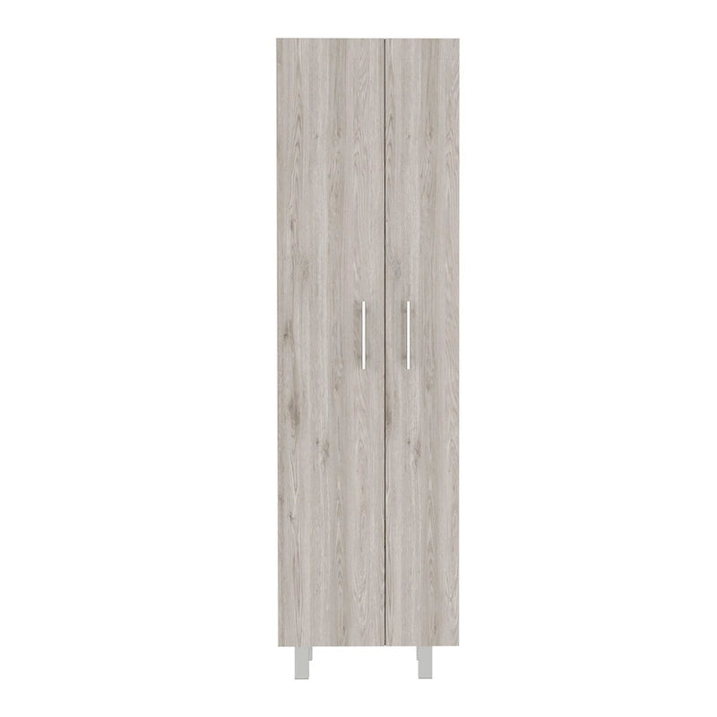 Armoire de nettoyage, armoire à deux portes, quatre pieds, cinq étagères