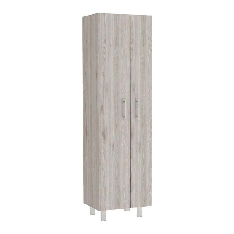 Armoire de nettoyage, armoire à deux portes, quatre pieds, cinq étagères
