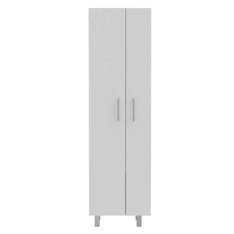 Armoire de nettoyage, armoire à deux portes, quatre pieds, cinq étagères