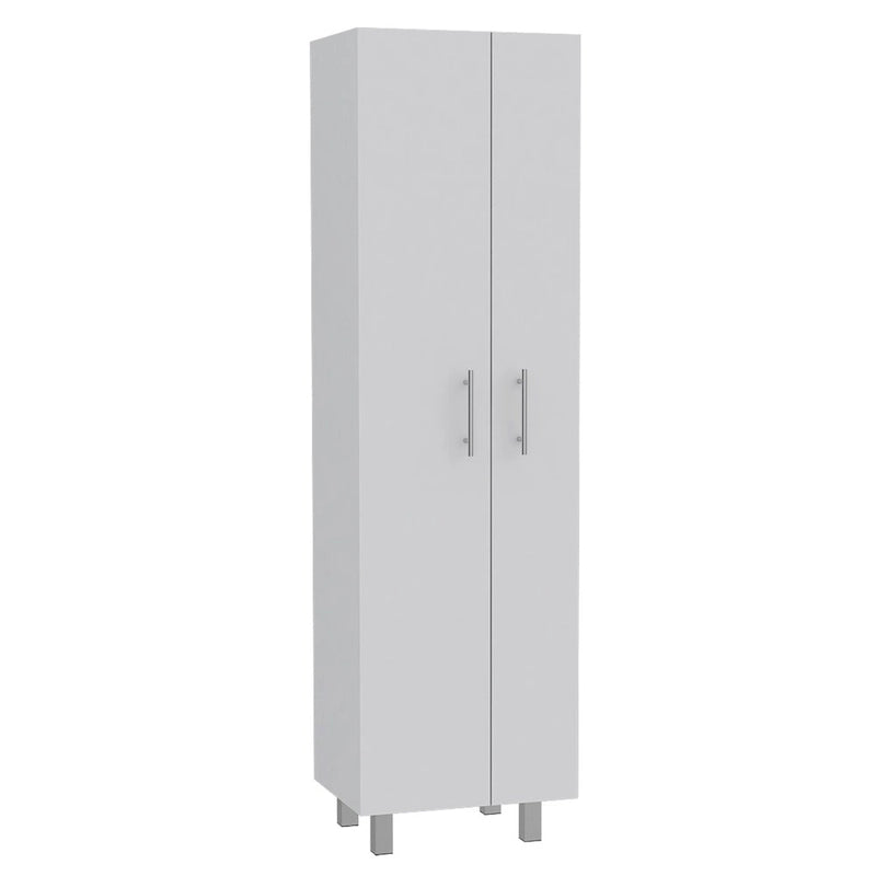Armoire de nettoyage, armoire à deux portes, quatre pieds, cinq étagères