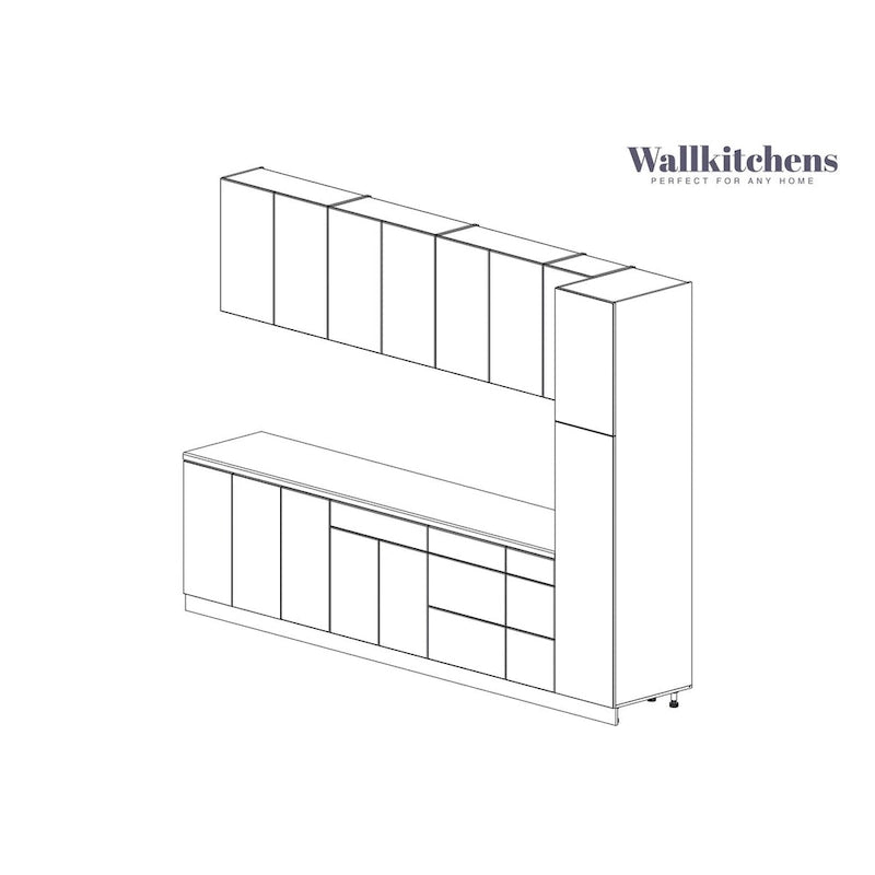 Cuisine Collection Metropolitan Blanc Brillant Couleur Meuble Bas Taille 11 Pi Long - 132x24