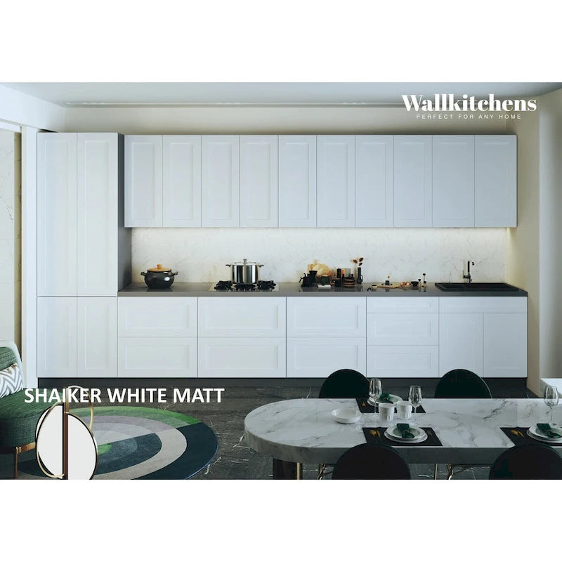 Collection Cuisine Céleste Couleur Blanc Mat Base Taille 15 pieds de large - 182x24