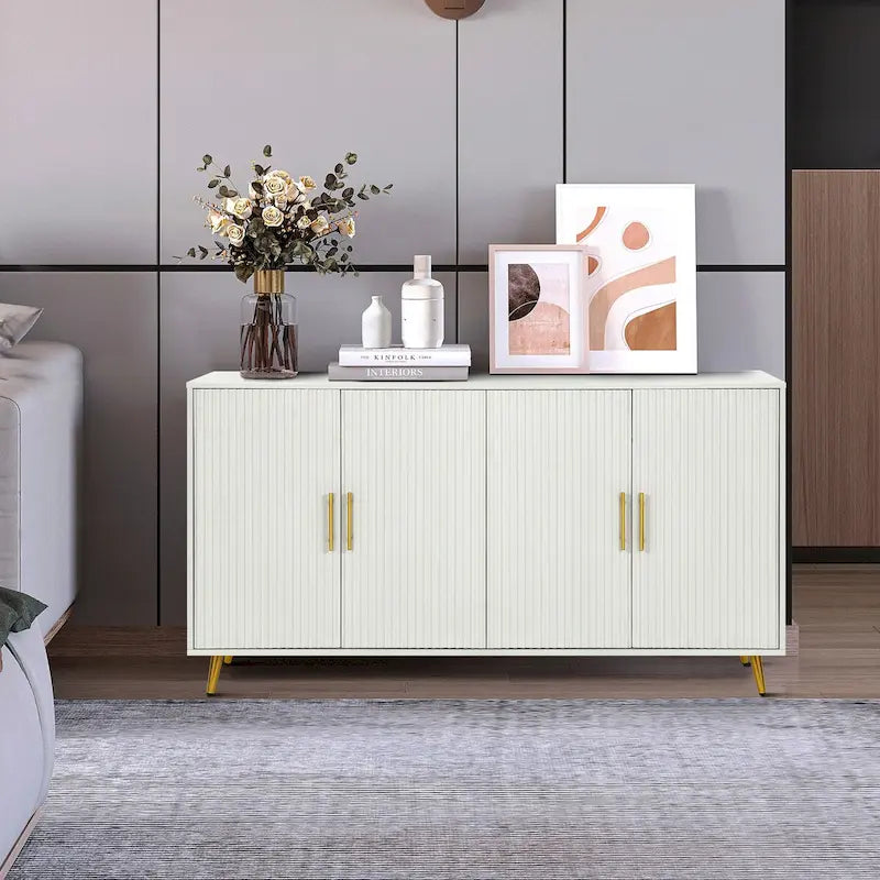 Meuble TV en bois avec armoire de rangement et étagères réglables