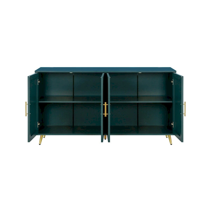 Meuble TV en bois avec armoire de rangement et étagères réglables