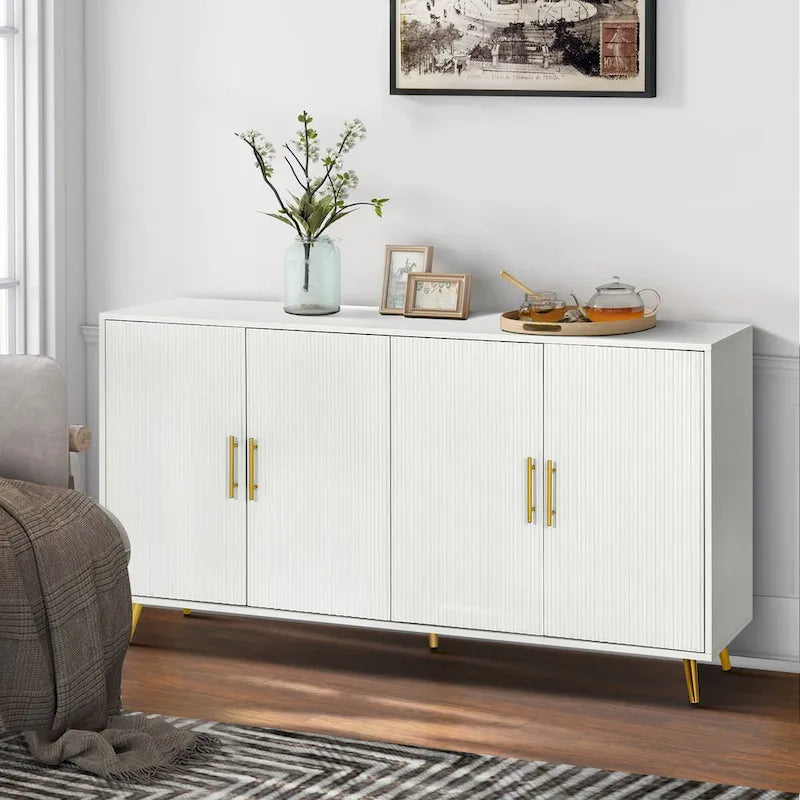 Meuble TV en bois avec armoire de rangement et étagères réglables