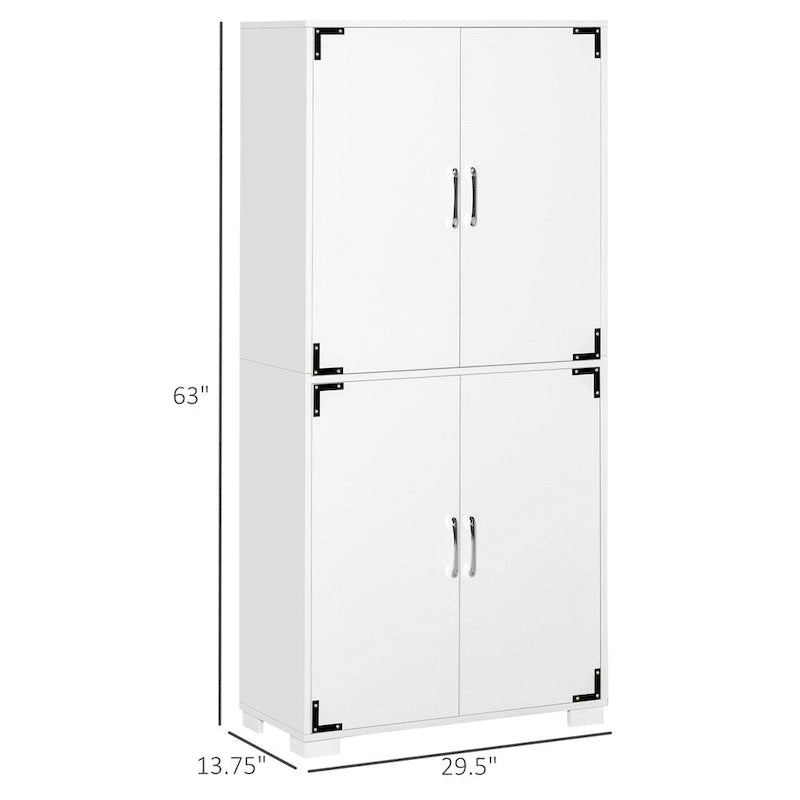 Meuble de Cuisine avec Placard à 4 Portes et Étagères de Rangement - N/A