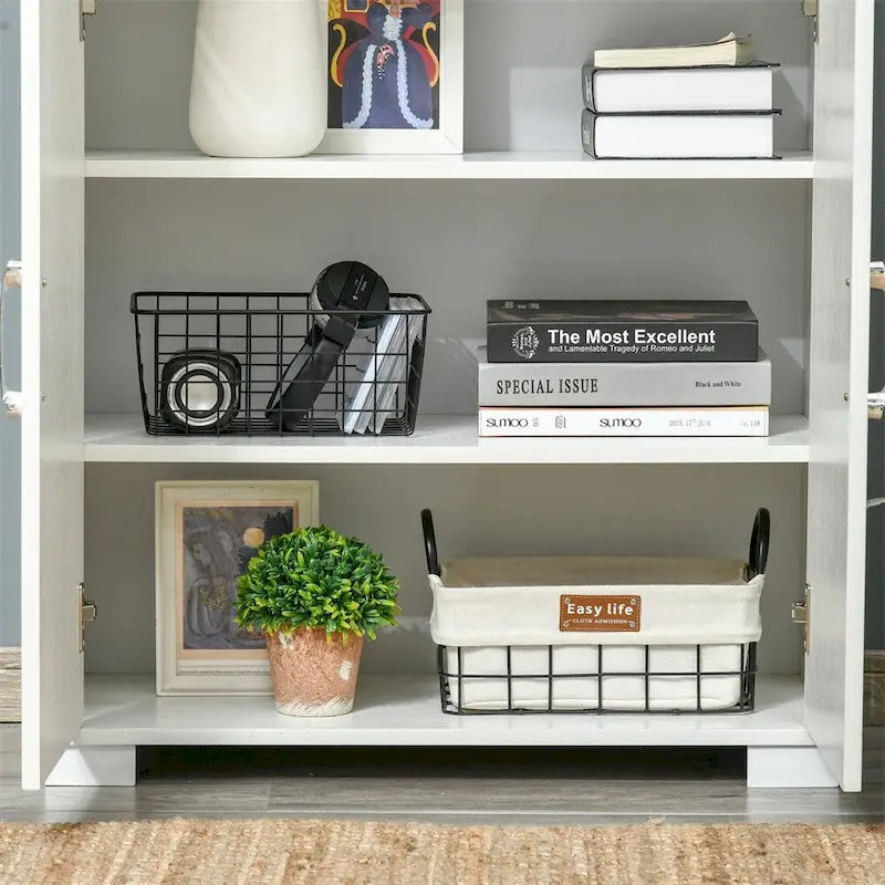 Meuble de Cuisine avec Placard à 4 Portes et Étagères de Rangement - N/A