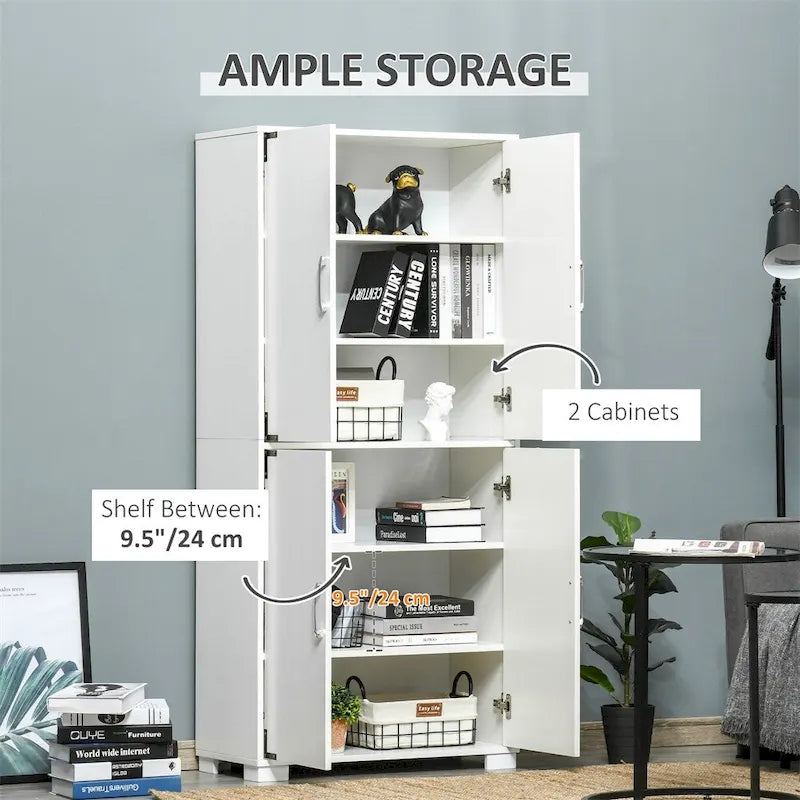 Meuble de Cuisine avec Placard à 4 Portes et Étagères de Rangement - N/A