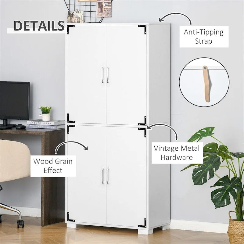 Meuble de Cuisine avec Placard à 4 Portes et Étagères de Rangement - N/A