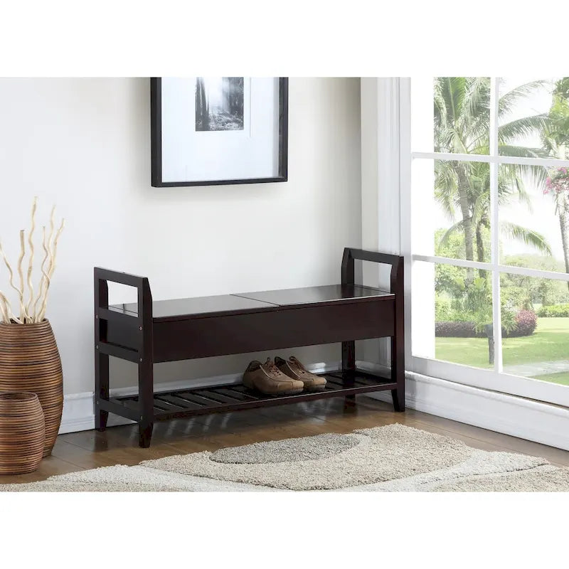 Banc à chaussures moderne de rangement Espresso