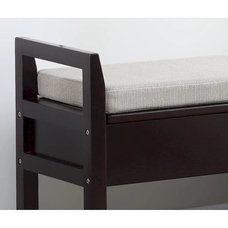 Banc à chaussures moderne de rangement Espresso