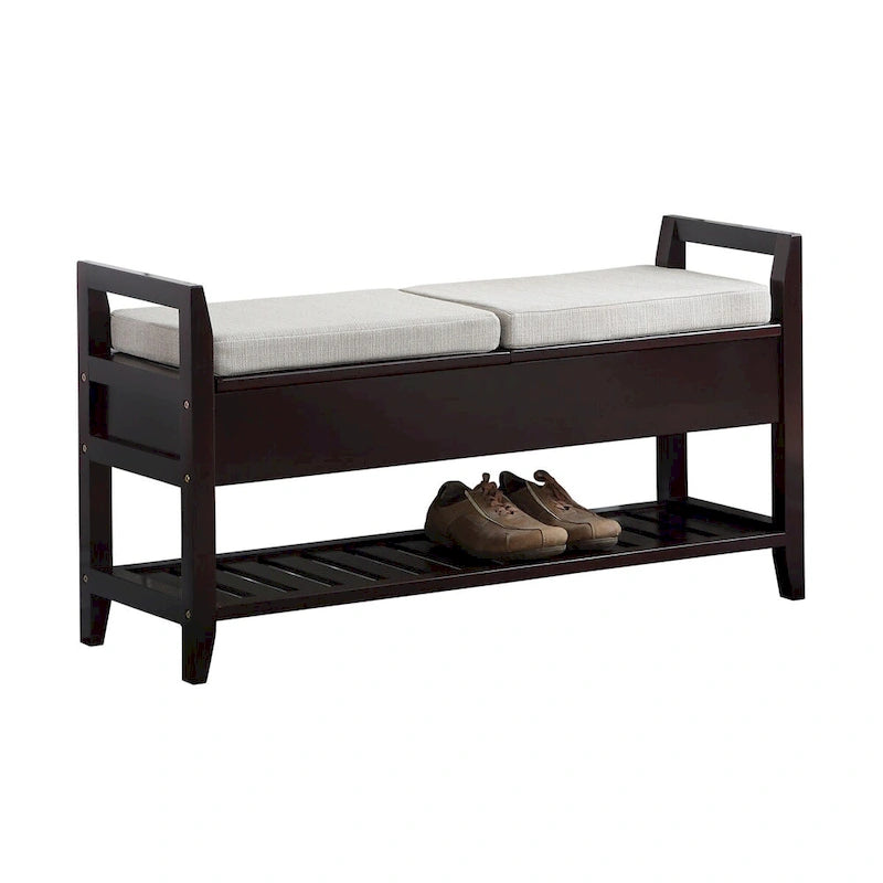 Banc à chaussures moderne de rangement Espresso