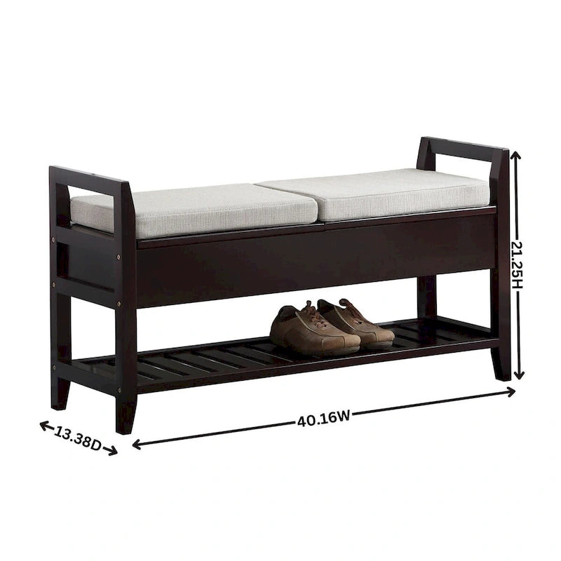 Banc à chaussures moderne de rangement Espresso