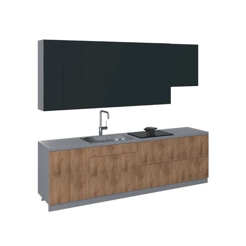 Cuisine Collection Contemporaine Couleur Teck Naturel Base Taille 2,90 m de large - 114x24