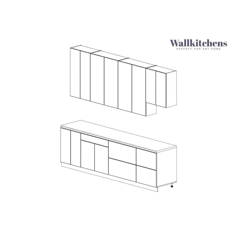 Cuisine Collection Contemporaine Couleur Teck Naturel Base Taille 2,90 m de large - 114x24