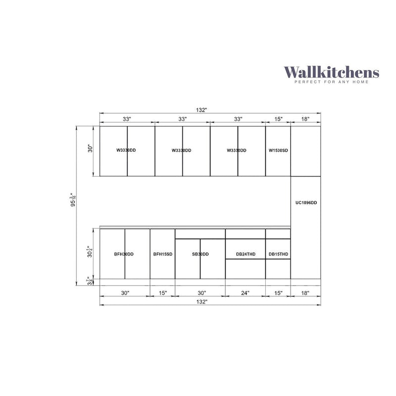 Cuisine Collection Metropolitan Coloris Gris Base Dimensions 11 pieds de largeur - 132x24