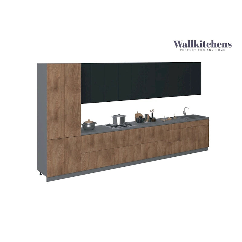 Collection Céleste Cuisine Teck Naturel & Base Noire Dimensions 15 Pi Large - 182x24