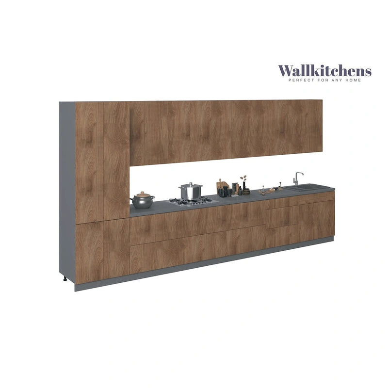 Collection Céleste Cuisine Teck Naturel & Base Noire Dimensions 15 Pi Large - 182x24