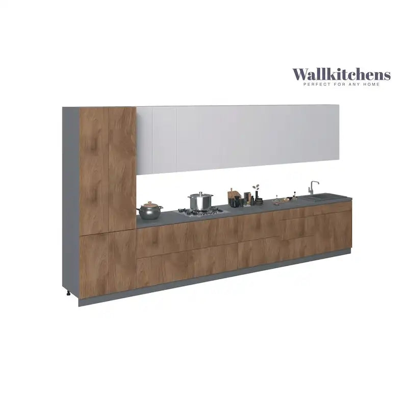 Collection Céleste Cuisine Teck Naturel & Base Noire Dimensions 15 Pi Large - 182x24