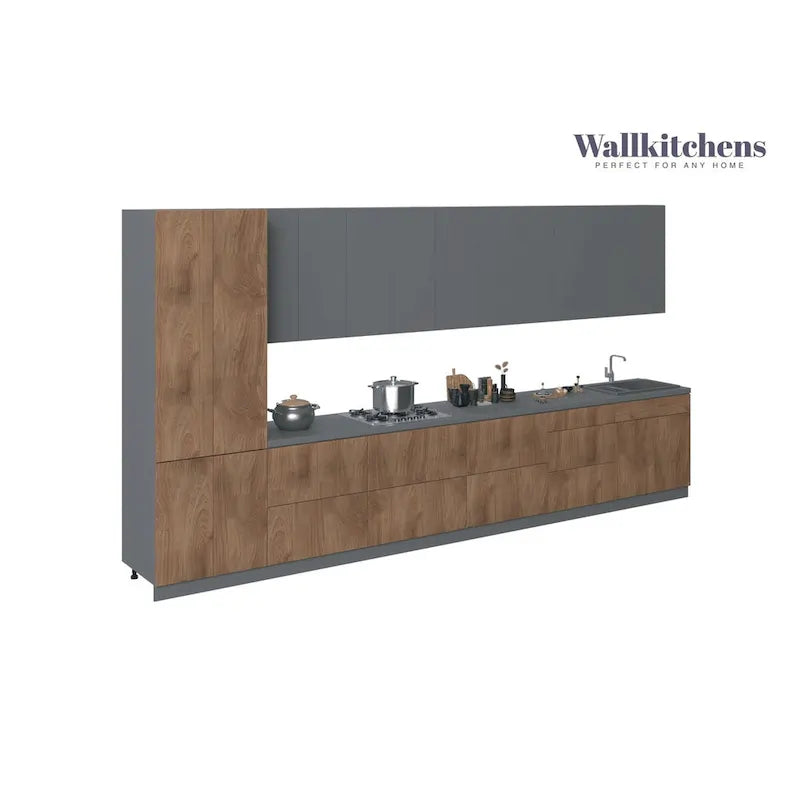 Collection Céleste Cuisine Teck Naturel & Base Noire Dimensions 15 Pi Large - 182x24