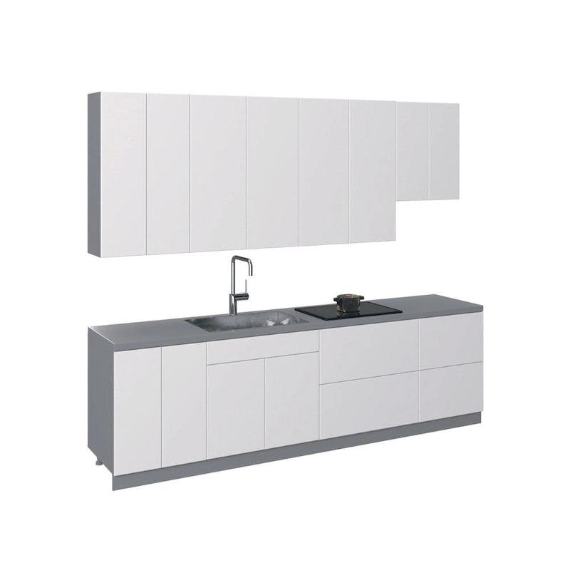 Kitchen Contemporary Collection White Gloss Color Base Size 9.5Ft Wide - 114x24