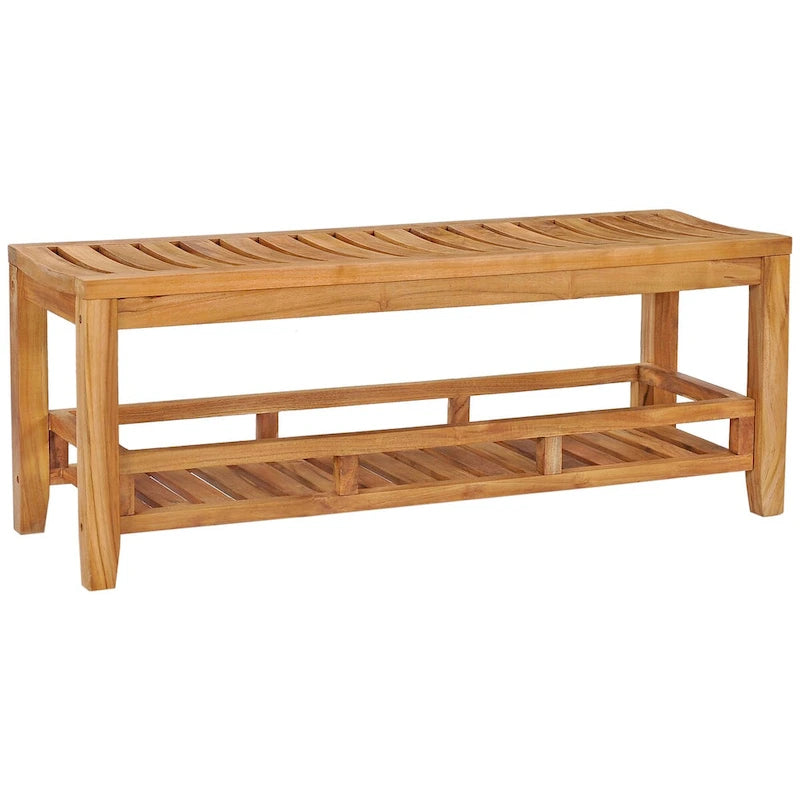 Banc / tabouret de douche Nassau en teck avec étagère, 47 pouces