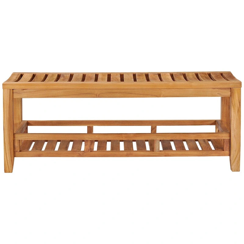 Banc / tabouret de douche Nassau en teck avec étagère, 47 pouces
