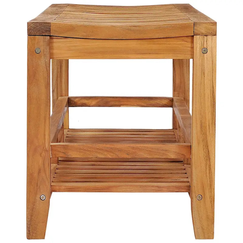 Banc / tabouret de douche Nassau en teck avec étagère, 47 pouces