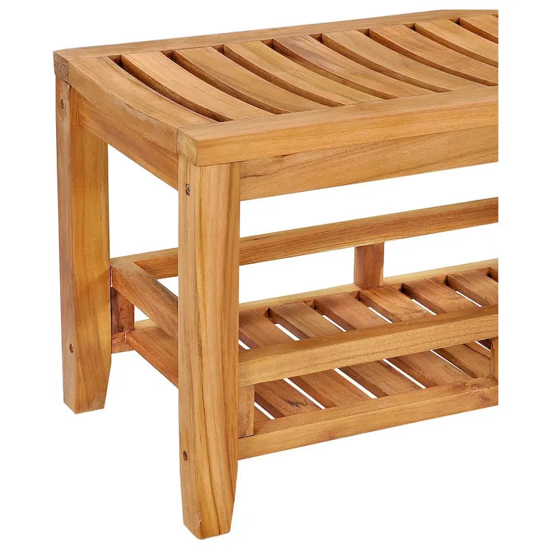 Banc / tabouret de douche Nassau en teck avec étagère, 47 pouces