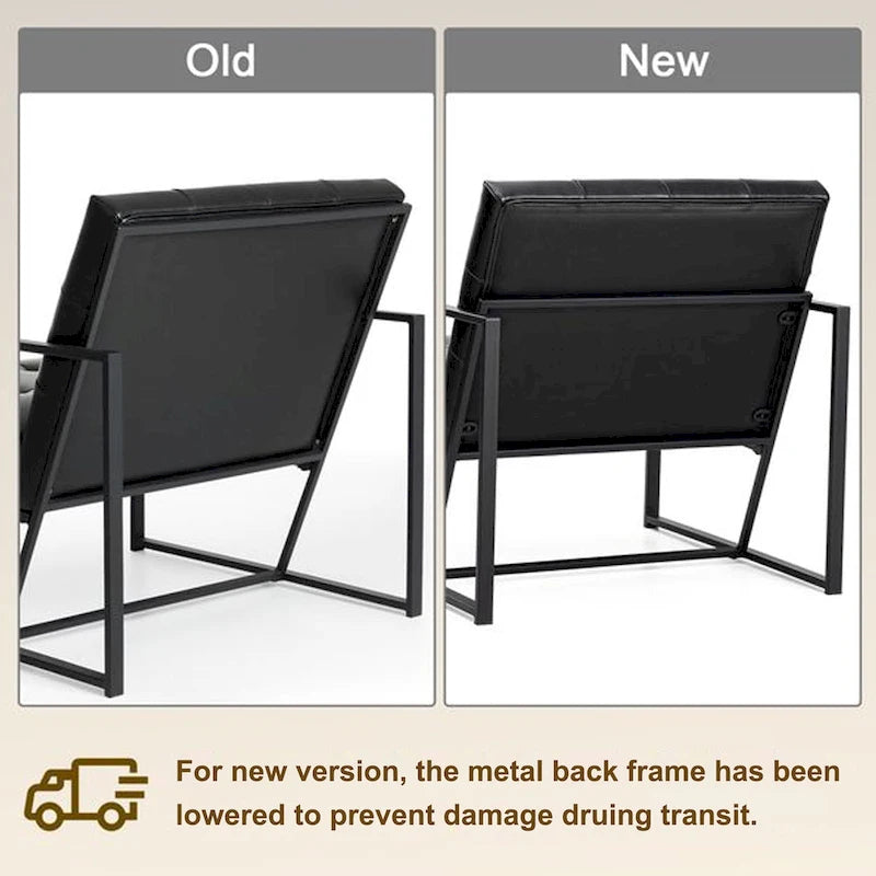 Fauteuil d'appoint capitonné en cuir PU de style Mid-Century 29,50W 29,5L x 30,5H x 29,25P
