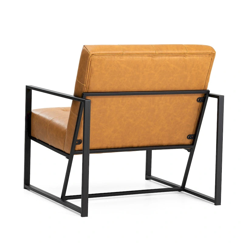 Fauteuil d'appoint capitonné en cuir PU de style Mid-Century 29,50W 29,5L x 30,5H x 29,25P